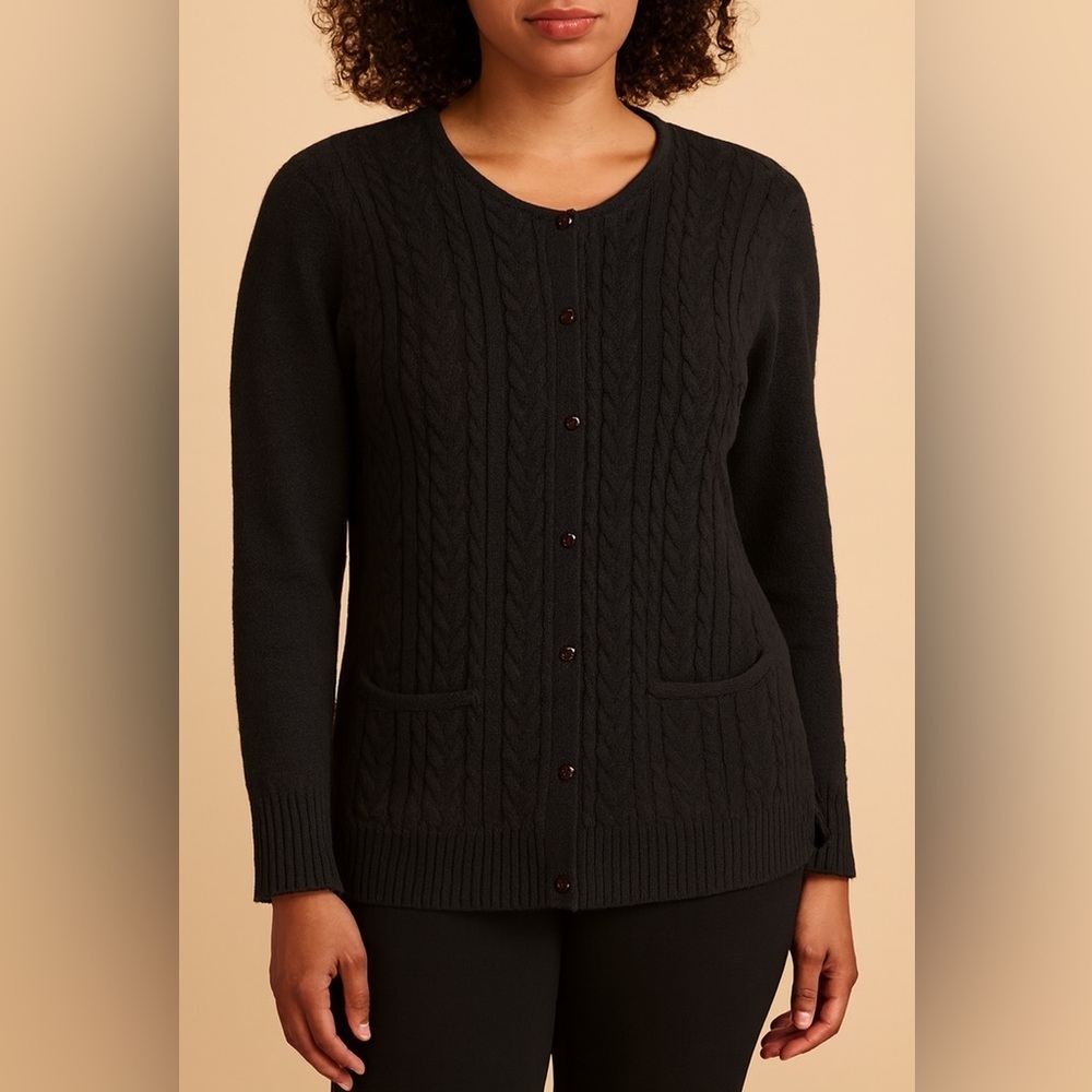 Karen Scott Cable Knit Cardigan Size Large